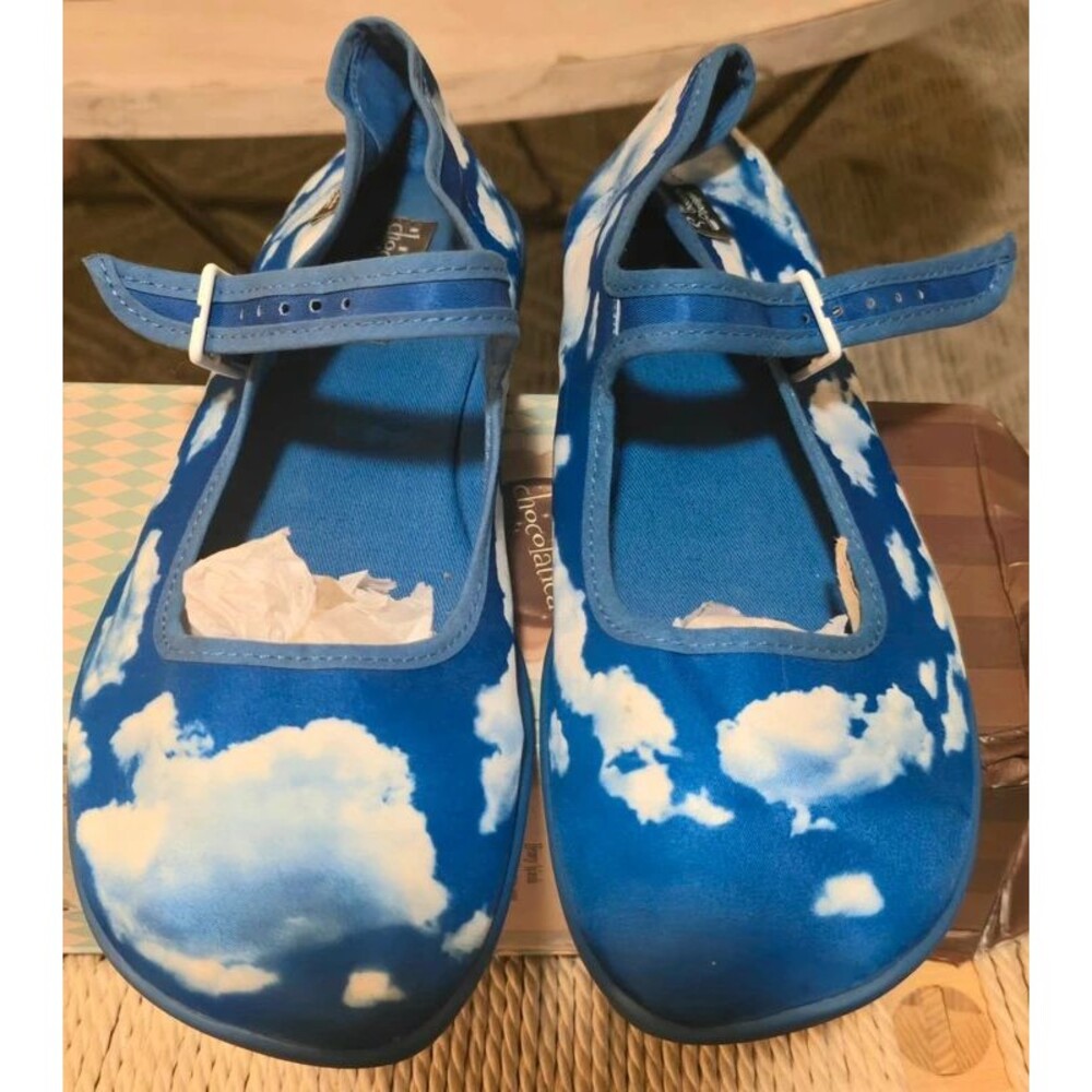 Hot Chocolate Design Blue Sky Cloud Mary Jane Flats Size 39/8.5 Worn Once